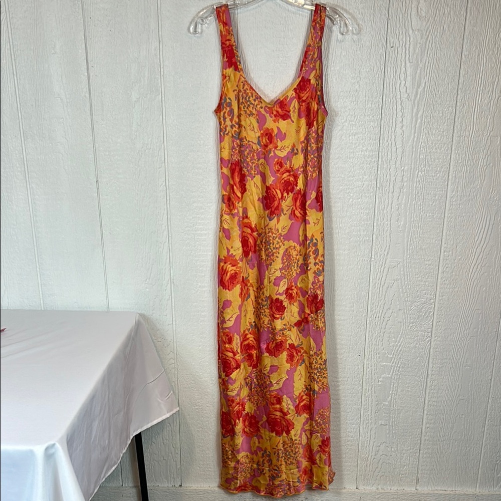 NEW Free People Worth the Wait Orange and Yellow Sheath Maxi Dress